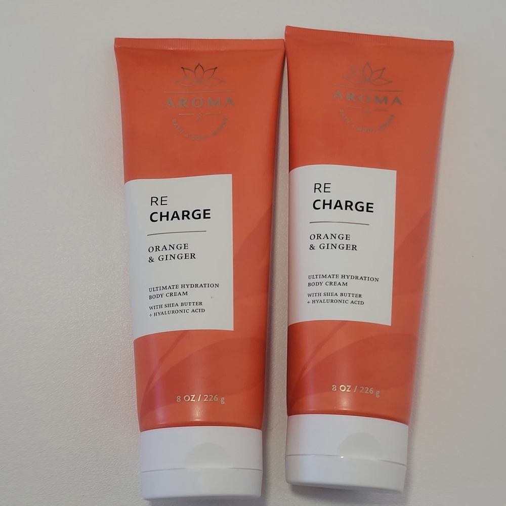 Orange & Ginger ReCharge Hydration Body Cream Lotion Bundle Set 2